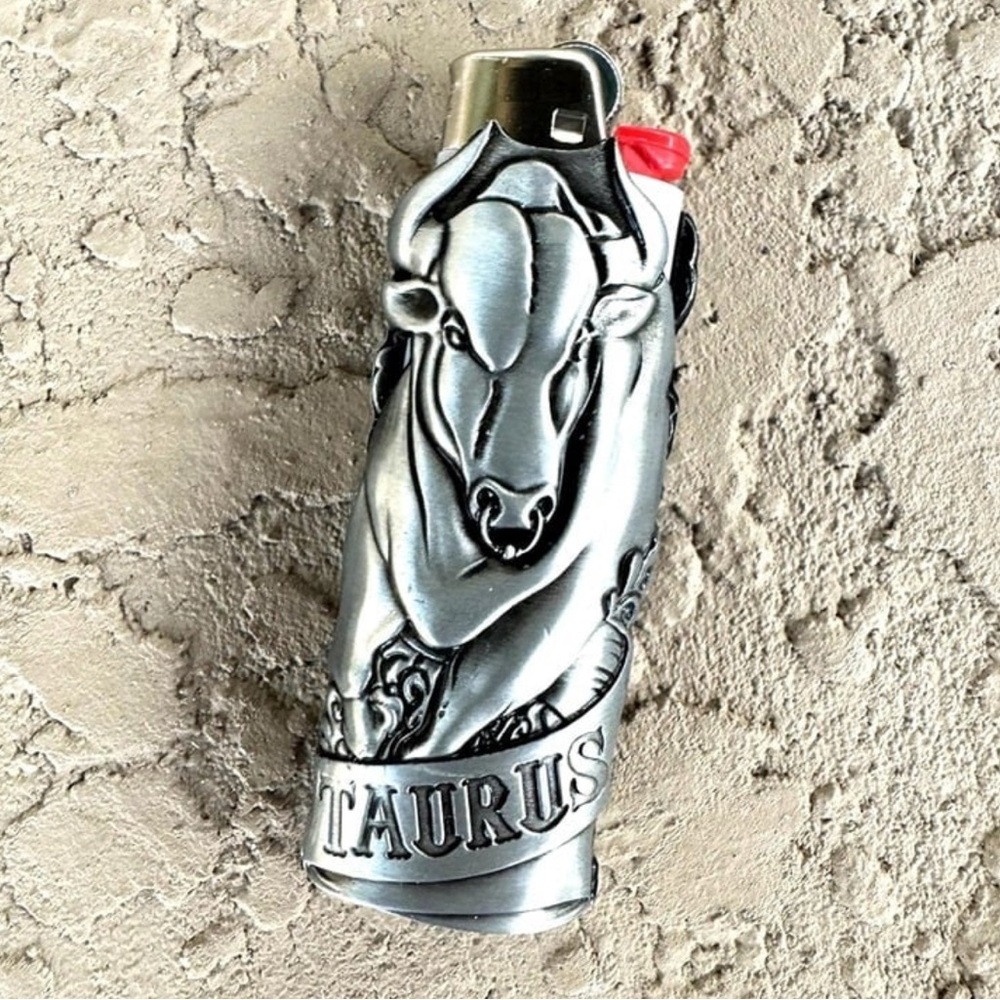 Metal lighter case fits BIC lighter standard size j6 holder zodiac case Taurus
